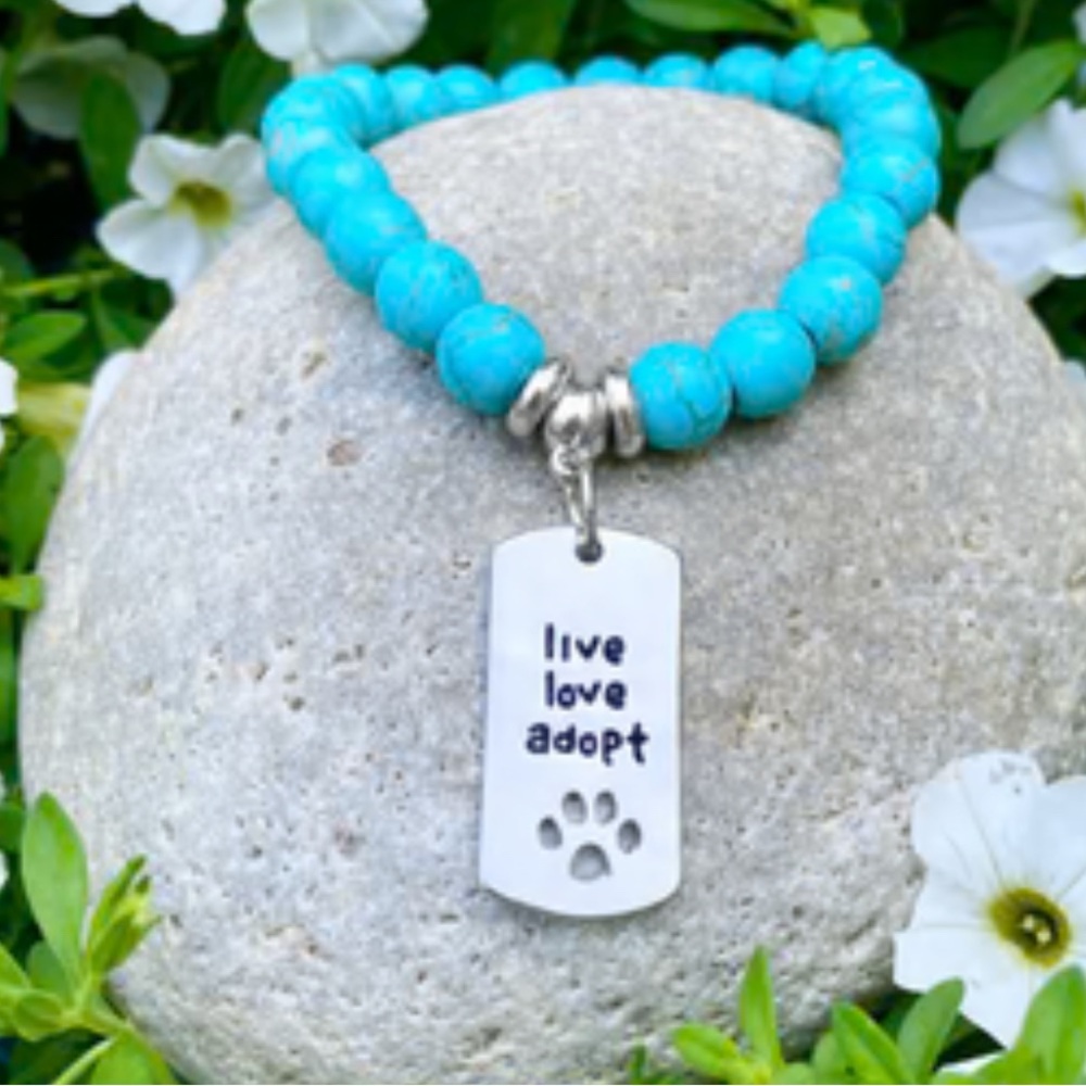 Silver Turquoise beaded Pets Furry Friend Bracelet, beads, alloy metal